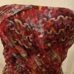 Red Multicolor strapless cocktail dress